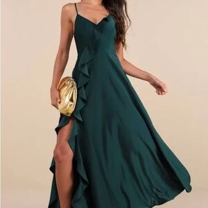 Lulus ruffle lace up gown